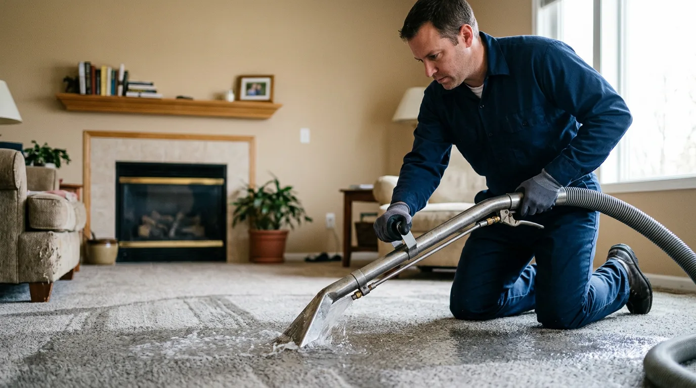 Water damage restoration technician working near Brookhaven, NY